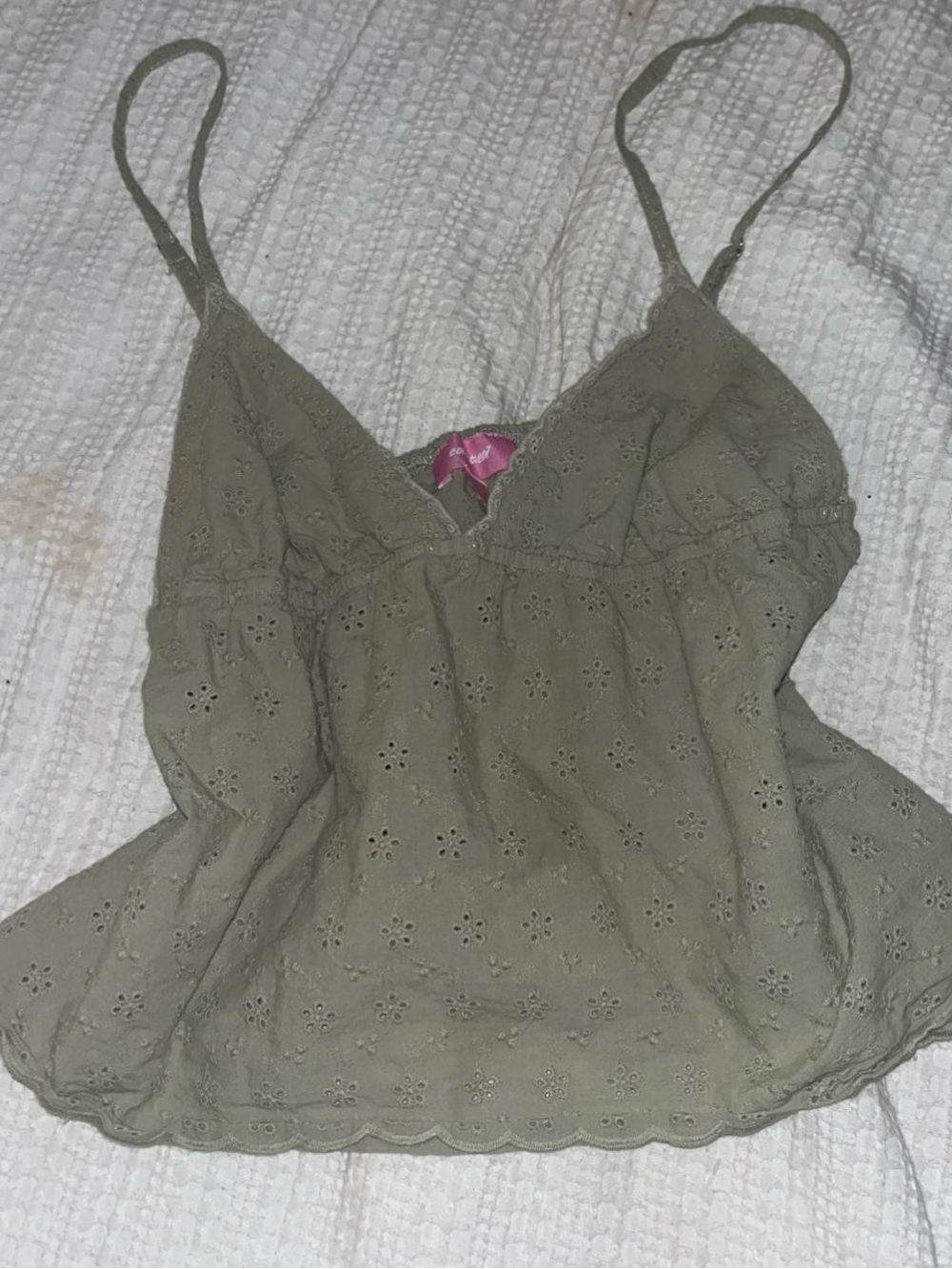 Edikted Green Eyelet Tank Top